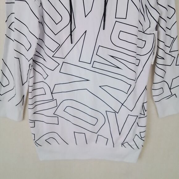 DKNY‎ Womens Hoodie Dress XL White Black Logo Sweatshirt Dress Cozy Soft - Picture 5 of 13